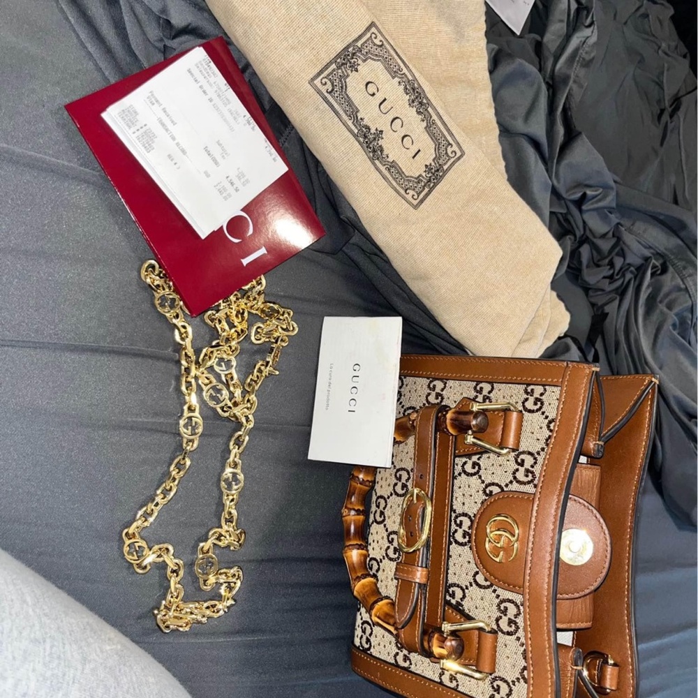 GUCCI DIANA CRYSTAL MINI TOTE BAG